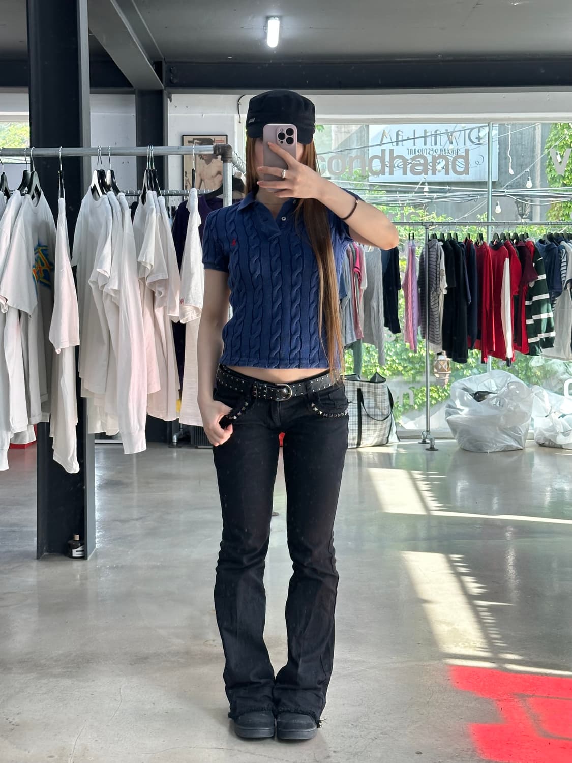 폴로 큐알텍 포니 피그먼트워시드 꽈배기 Pk반팔니트 블루 상품이미지2