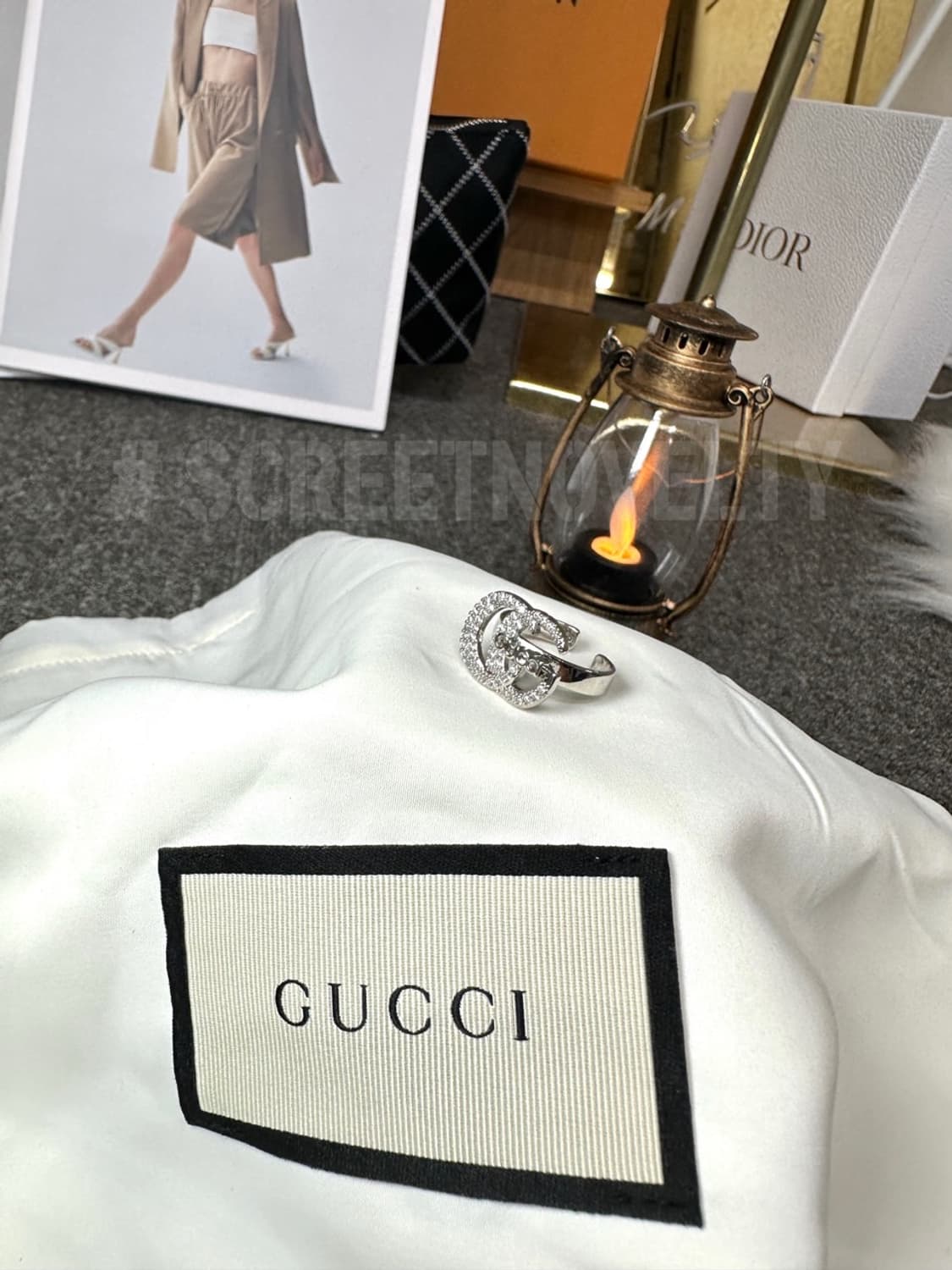 구찌 실버 큐빅 반지 스몰 상품이미지2