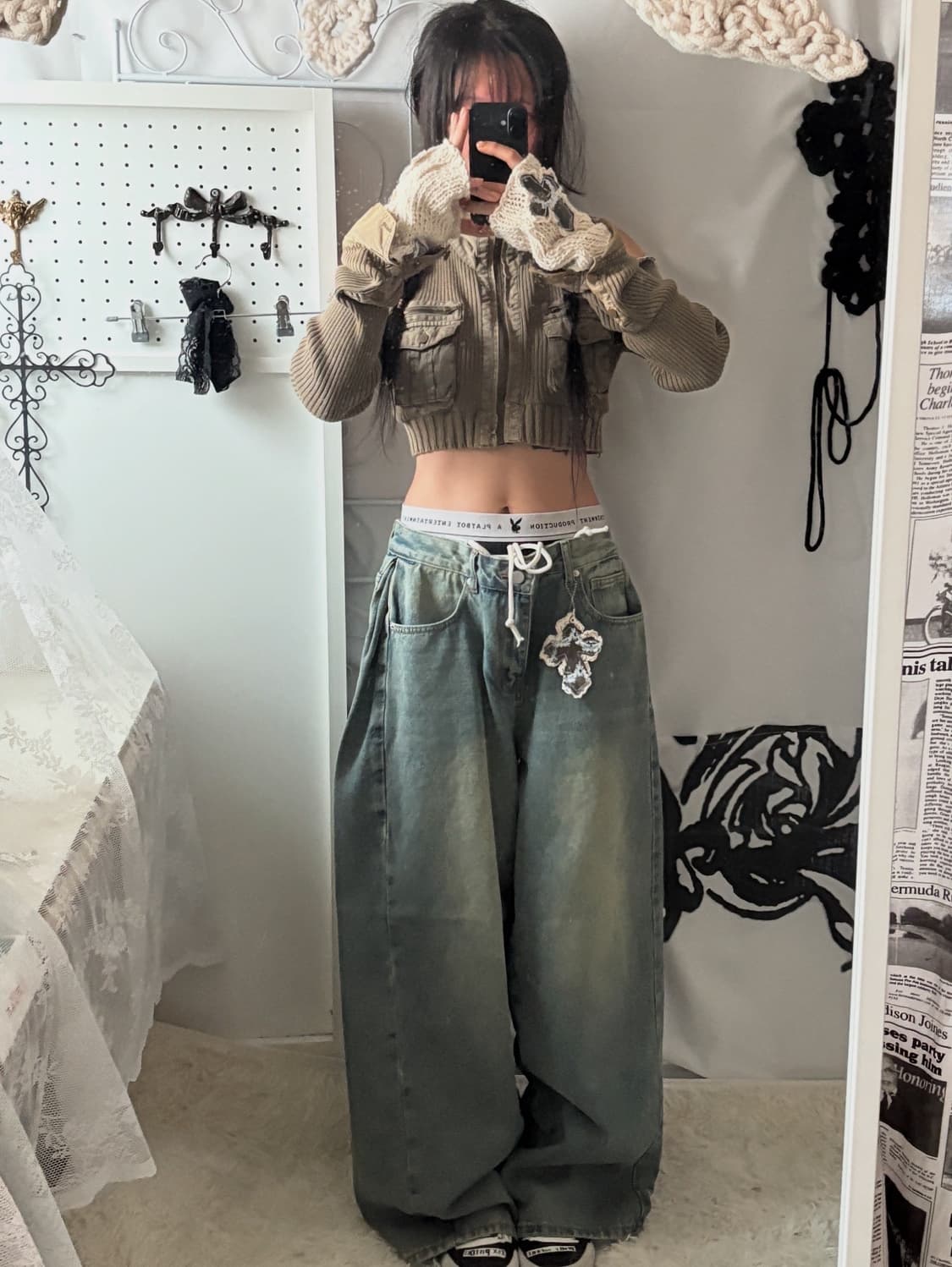 • hurtmade denim cross patch wide denim  상품이미지6