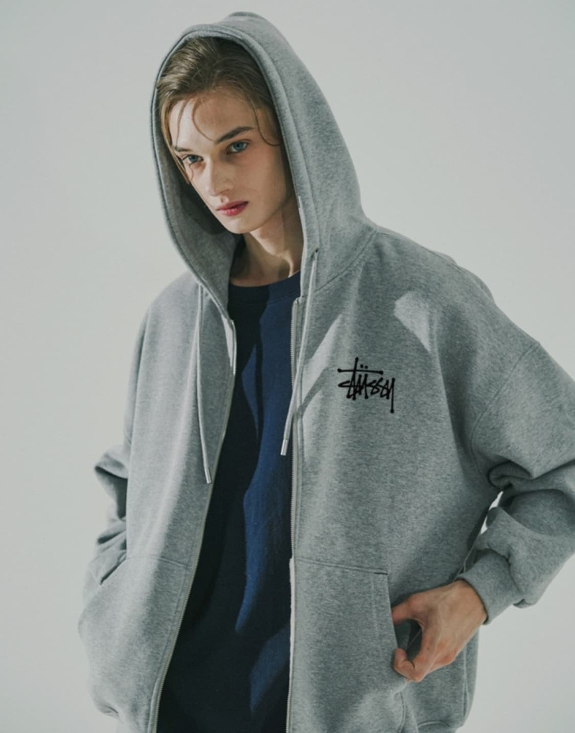 스투시 베이직 후드집업 (( 새상품 )) 기모 상품이미지1