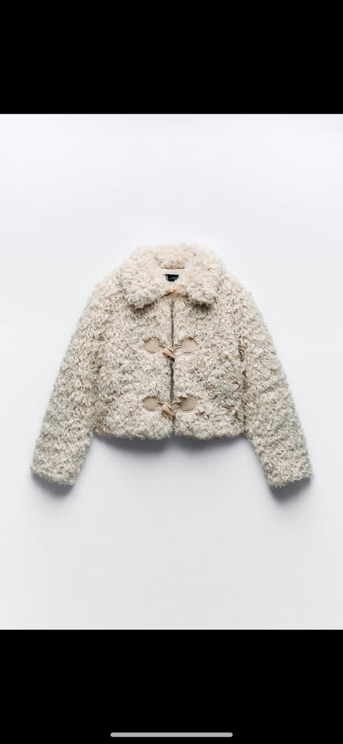 새상품) ZARA 자라 페이크 퍼 뽀글이 토글 시어링 크롭 점퍼 m 상품이미지1