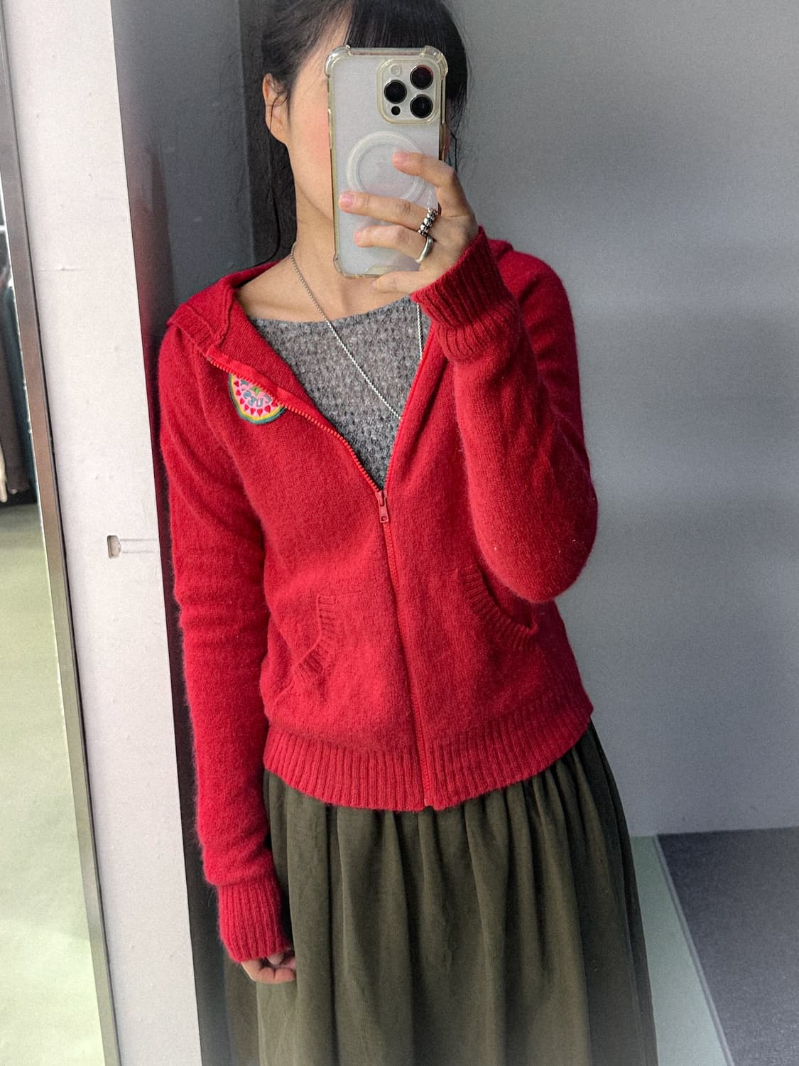 betty blue red angora hd knit zip up 상품이미지2