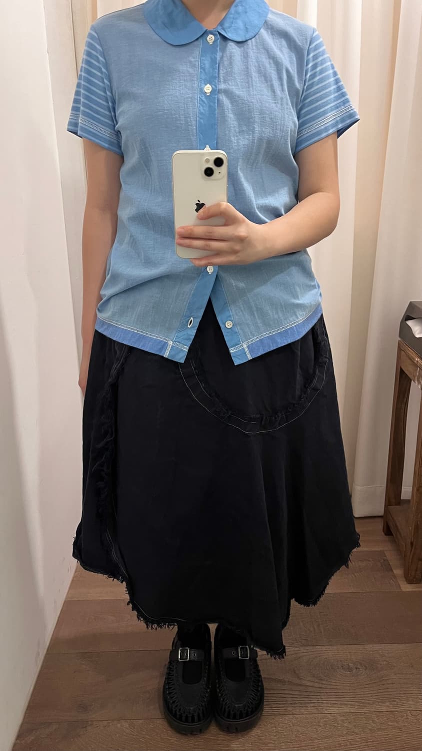 Blue Stripe Cardigan Blouse 상품이미지3