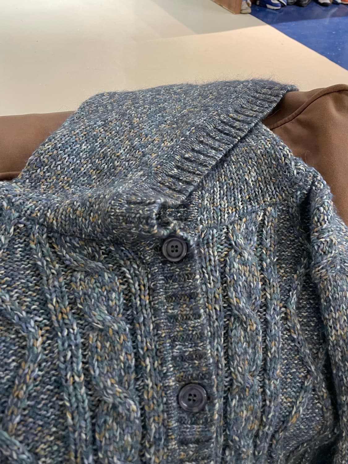 Japanese vtg 보카시 케이블 후드 가디건 상품이미지7