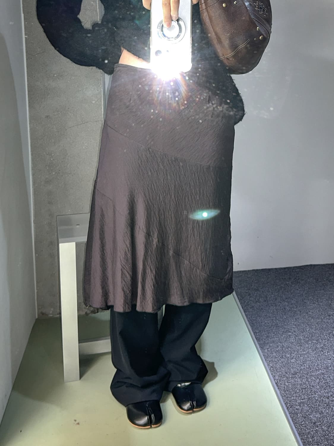 purple brown unbalanced midi skirt 상품이미지1