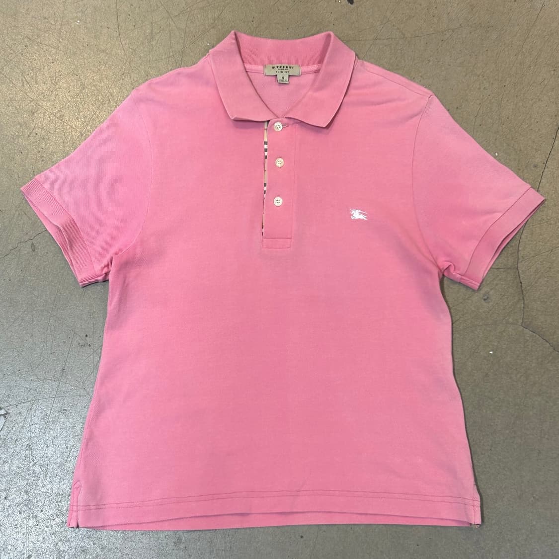 S 버버리 여성용 슬림핏 핑크 카라 반팔 티셔츠 상품이미지2