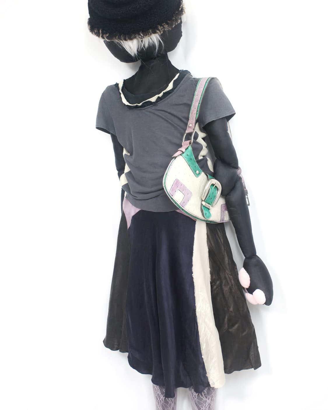 Curved Panel Contrast Satin Long Skirt4 상품이미지6