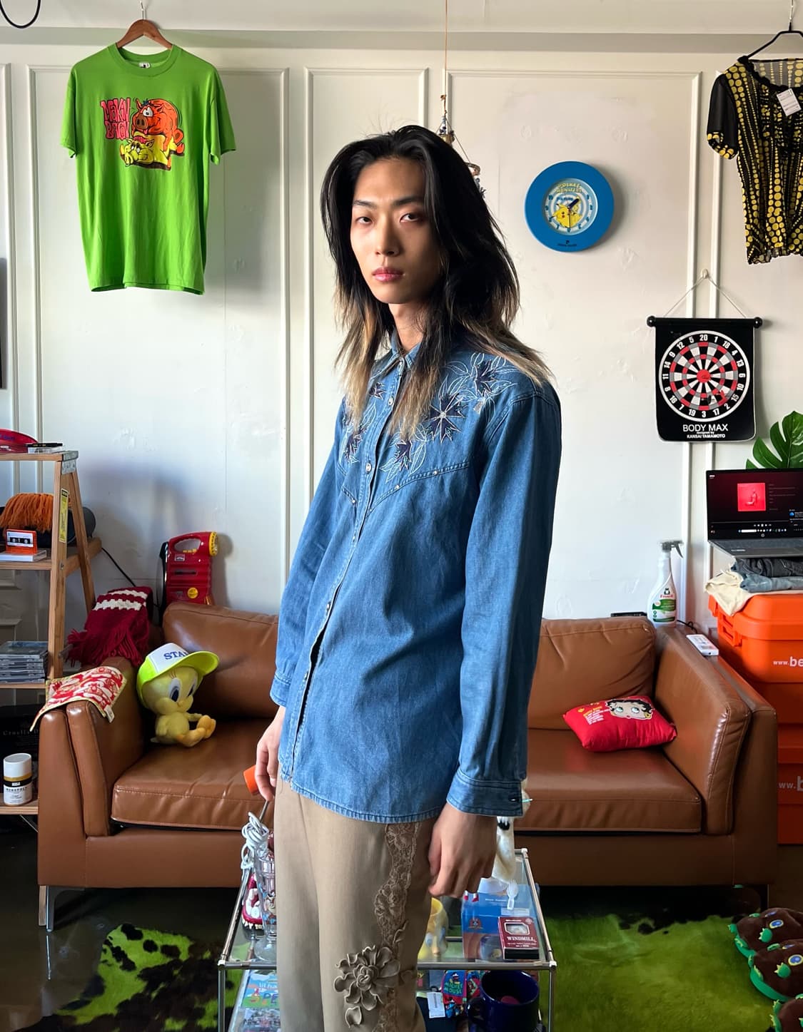 M-Salir Japan Denim Floral Western Shirt 상품이미지2