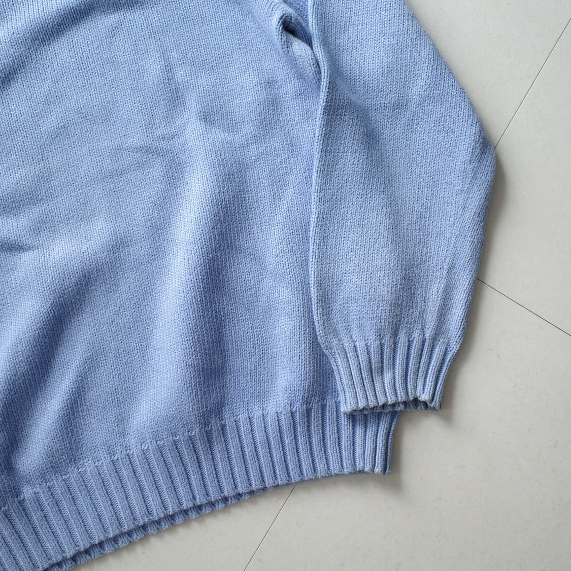 90s 폴로 랄프로렌 정품 코튼 니트 스카이블루 M 상품이미지10