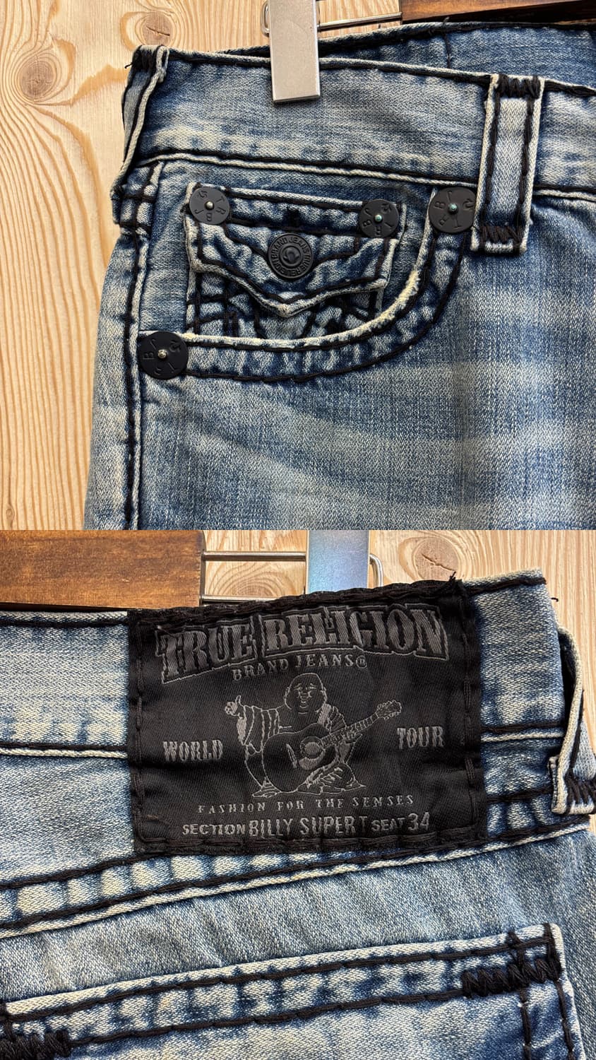 트루릴리젼 빌리 슈퍼 T 블랙 스티치 데님팬츠 상품이미지3