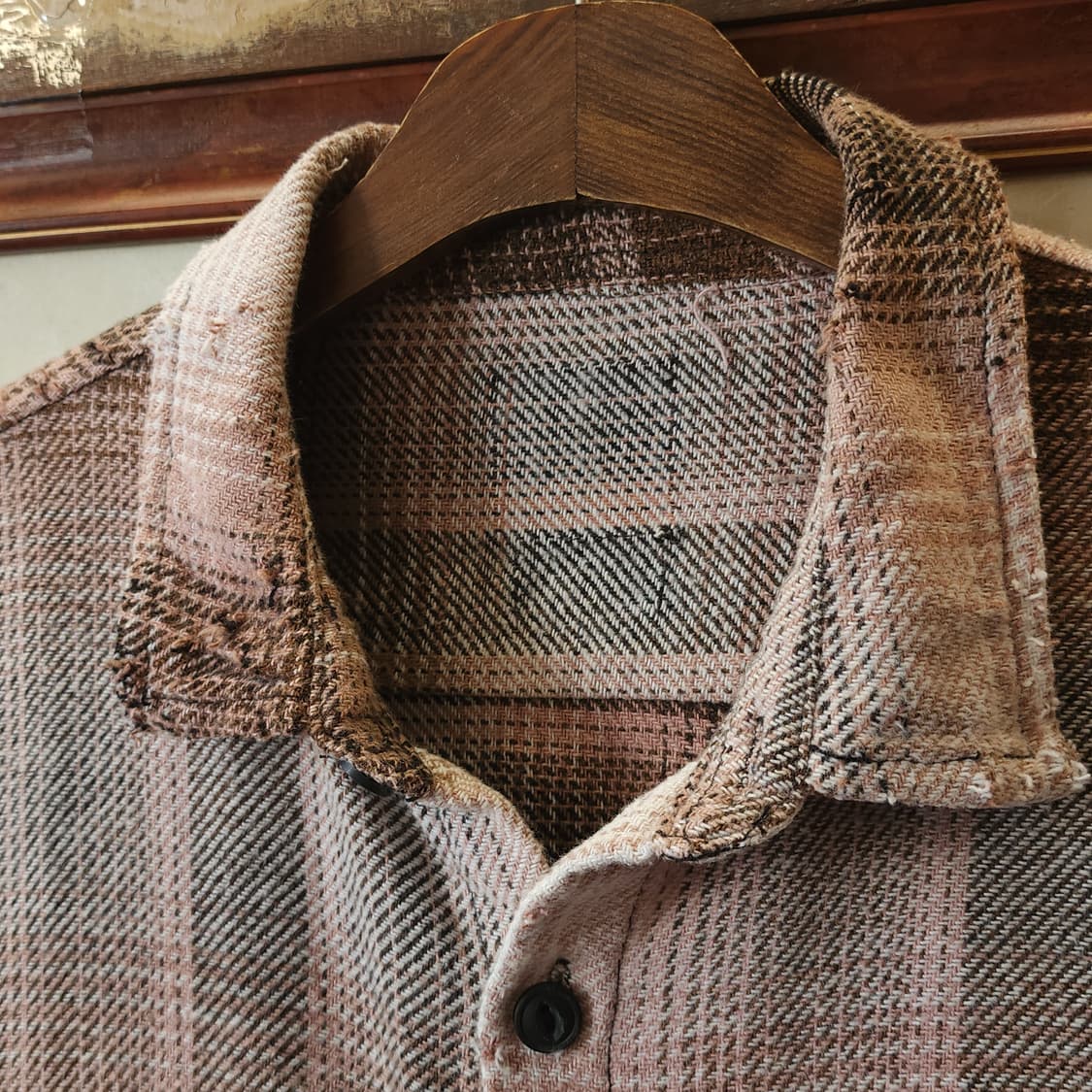 90s 빈티지 체크셔츠 헤비 플란넬 워크셔츠 썬페이딩 핑크 블랙 m 상품이미지4