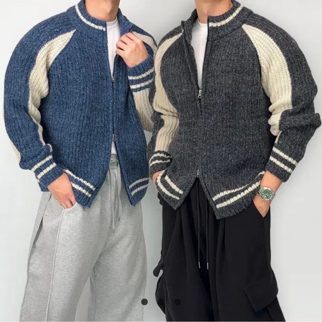 [실측XL]어반드레스 2Way 바시티 니트 자켓 상품이미지2