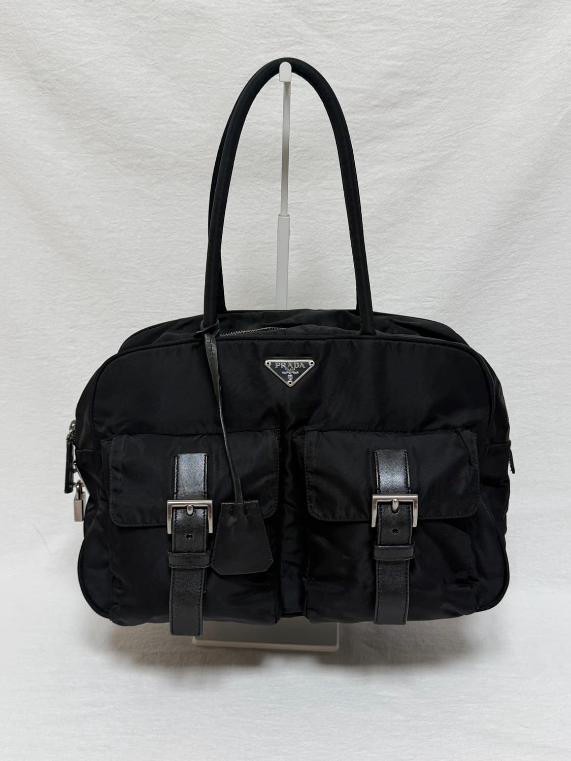 정품 프라다 포코노 나일론 투포켓 블랙 토트백 숄더백 여행가방 보스턴백 상품이미지2