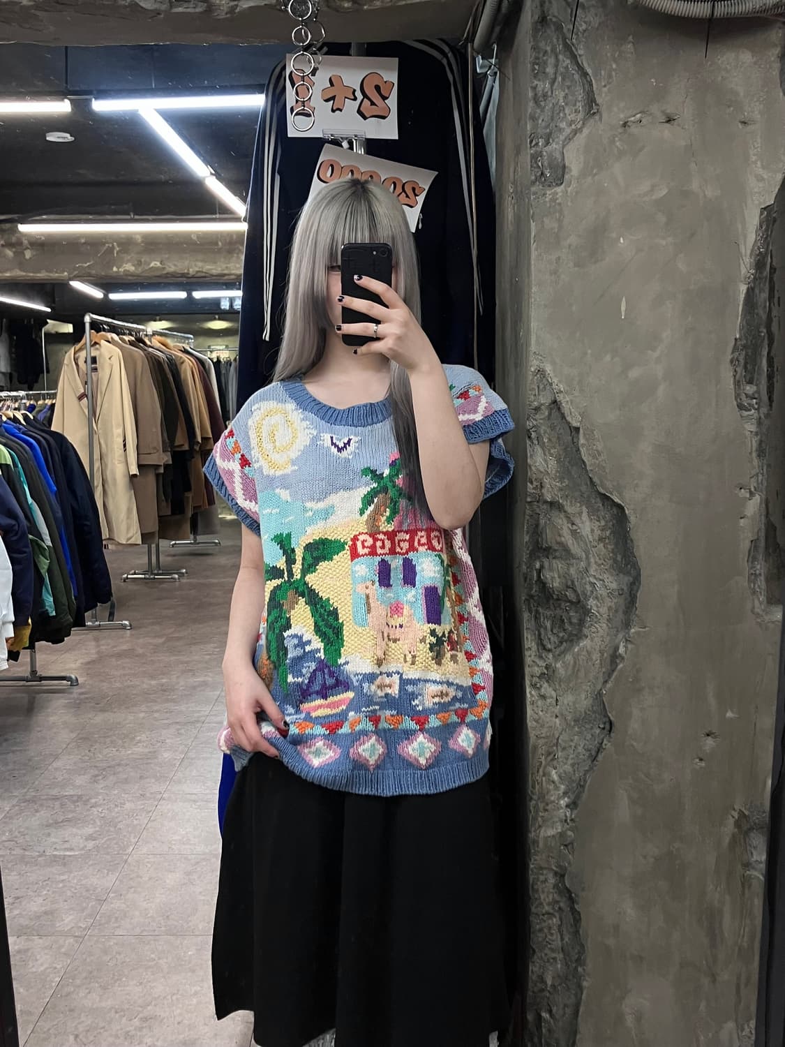 빈티지 뜨개 반팔 니트 블루  #csz3453 상품이미지2