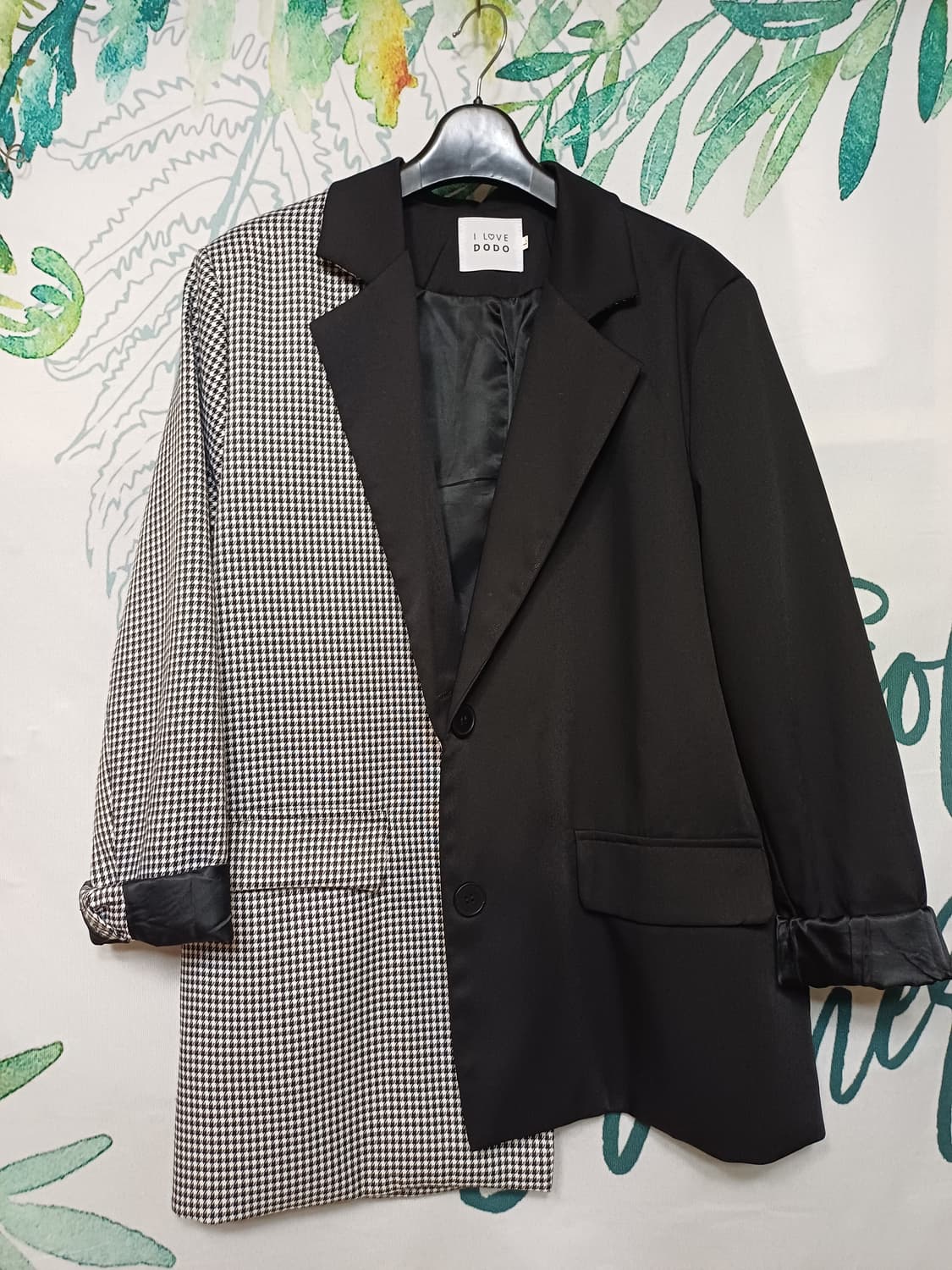 새상품급/유니크 체크 반반 자켓 블레이저 상품이미지10