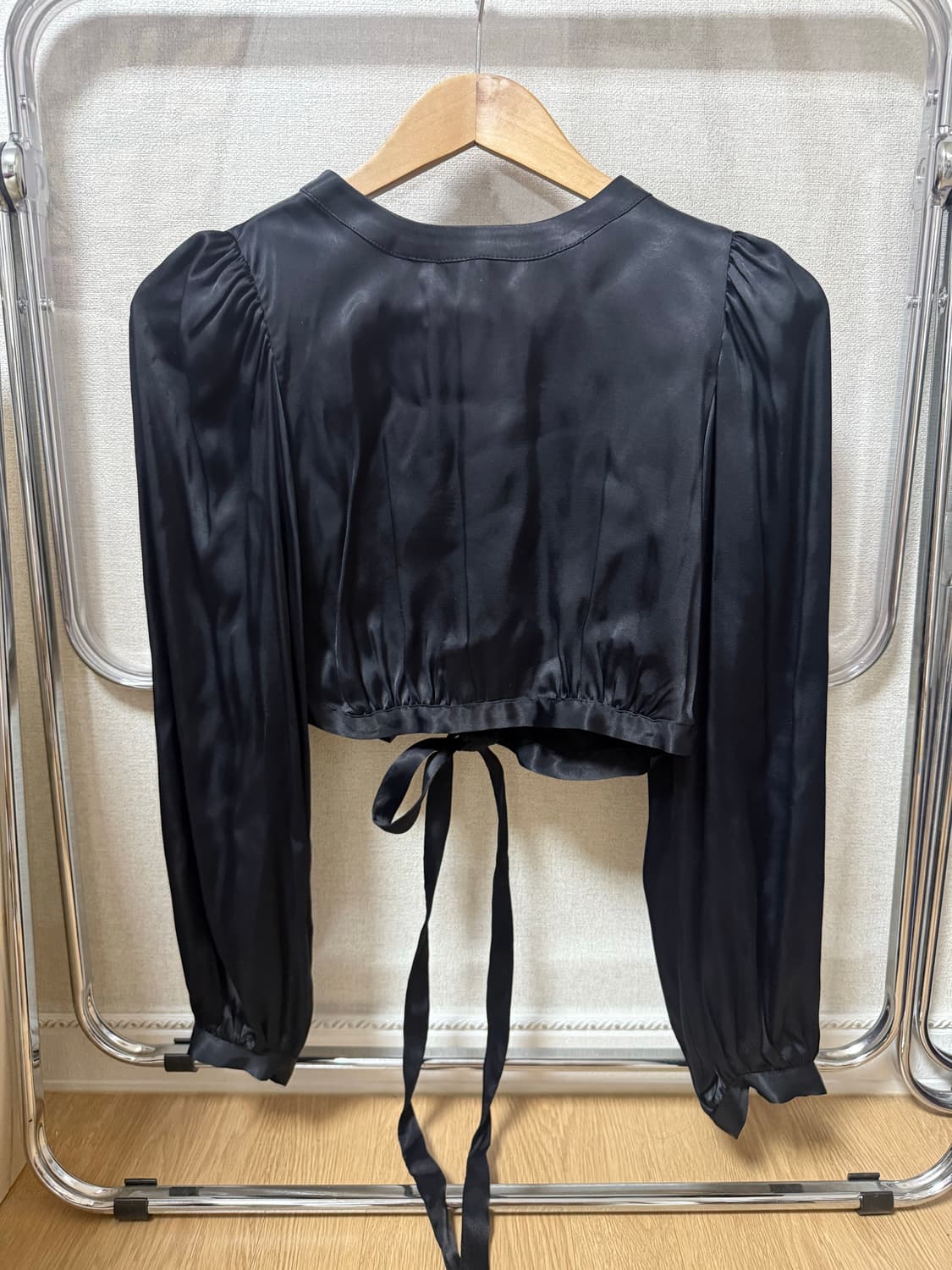 (반택포) 자라 블랙 새틴 블라우스 상품이미지2
