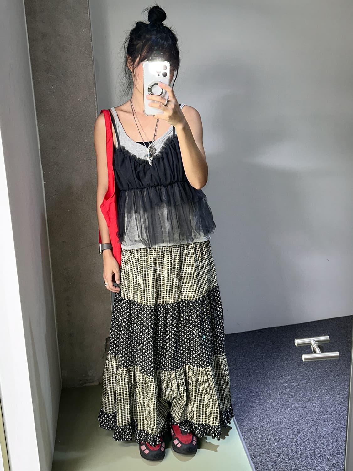 charcoal mesh frill layered top 상품이미지4