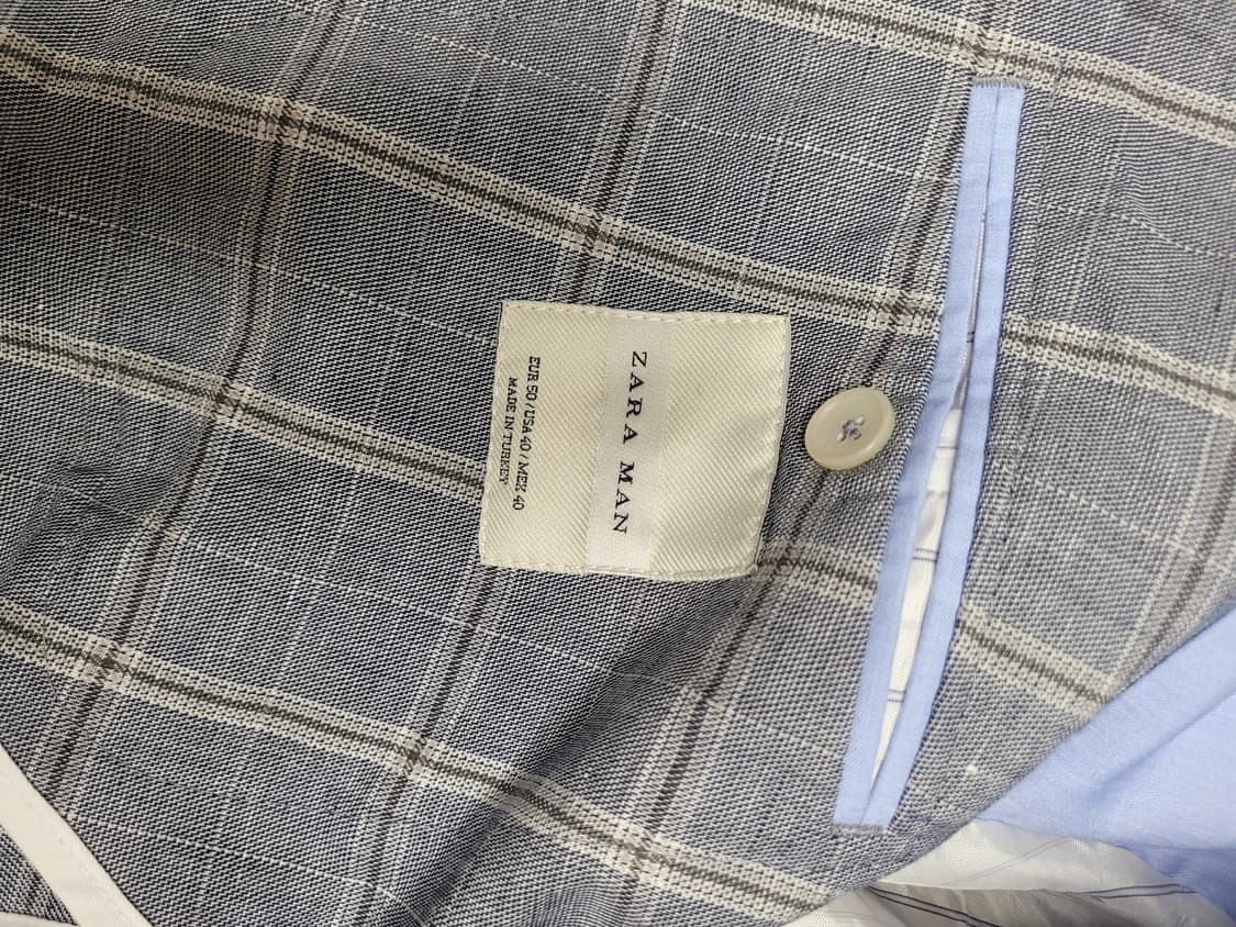 자라맨 ZARAMAN 린넨 체크 더블자켓 100 스카이블루 상품이미지9