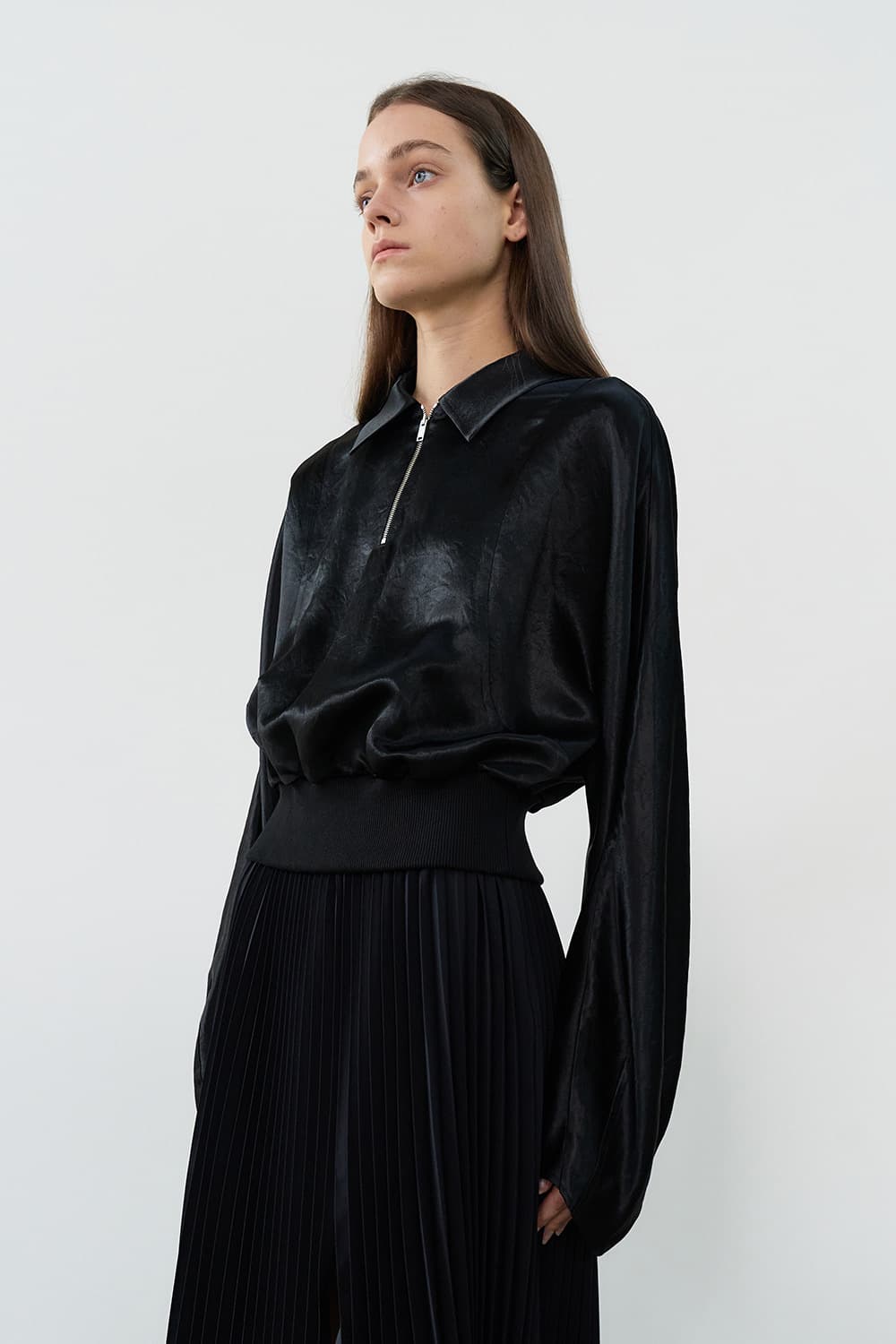 메종마레 벌룬 슬리브 새틴 하프집 상품이미지1