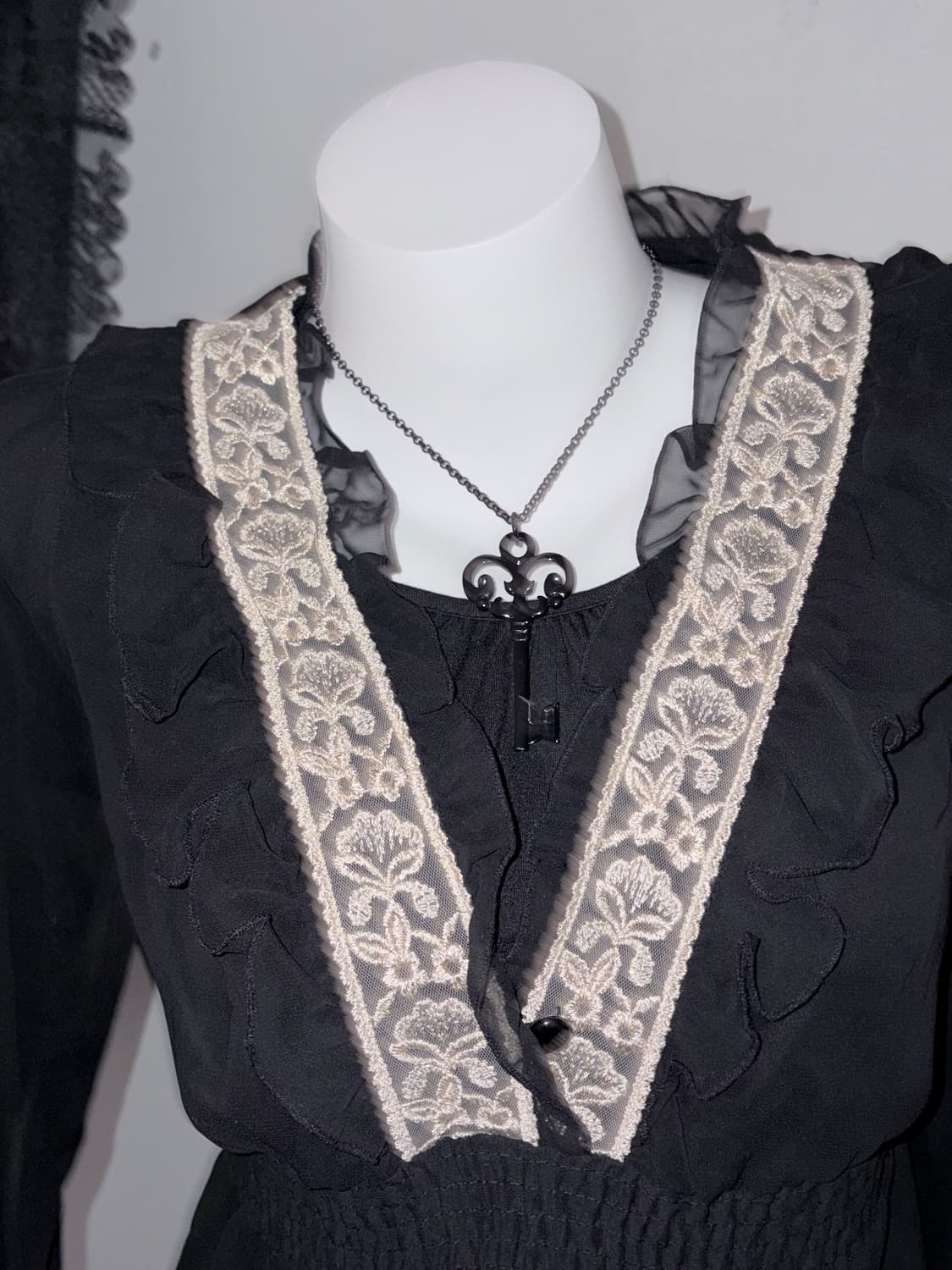 블랙 페어리 오리엔탈 시스루 원피스 (자수, 프릴, 샤, 고딕, 고스) 상품이미지3