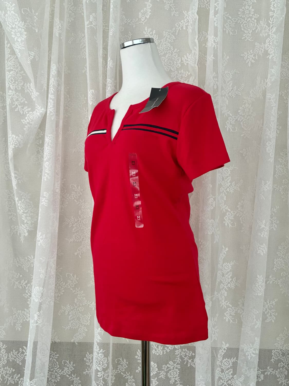 M) 새상품 타미힐피거 여성 반팔 티셔츠 레드 상품이미지2