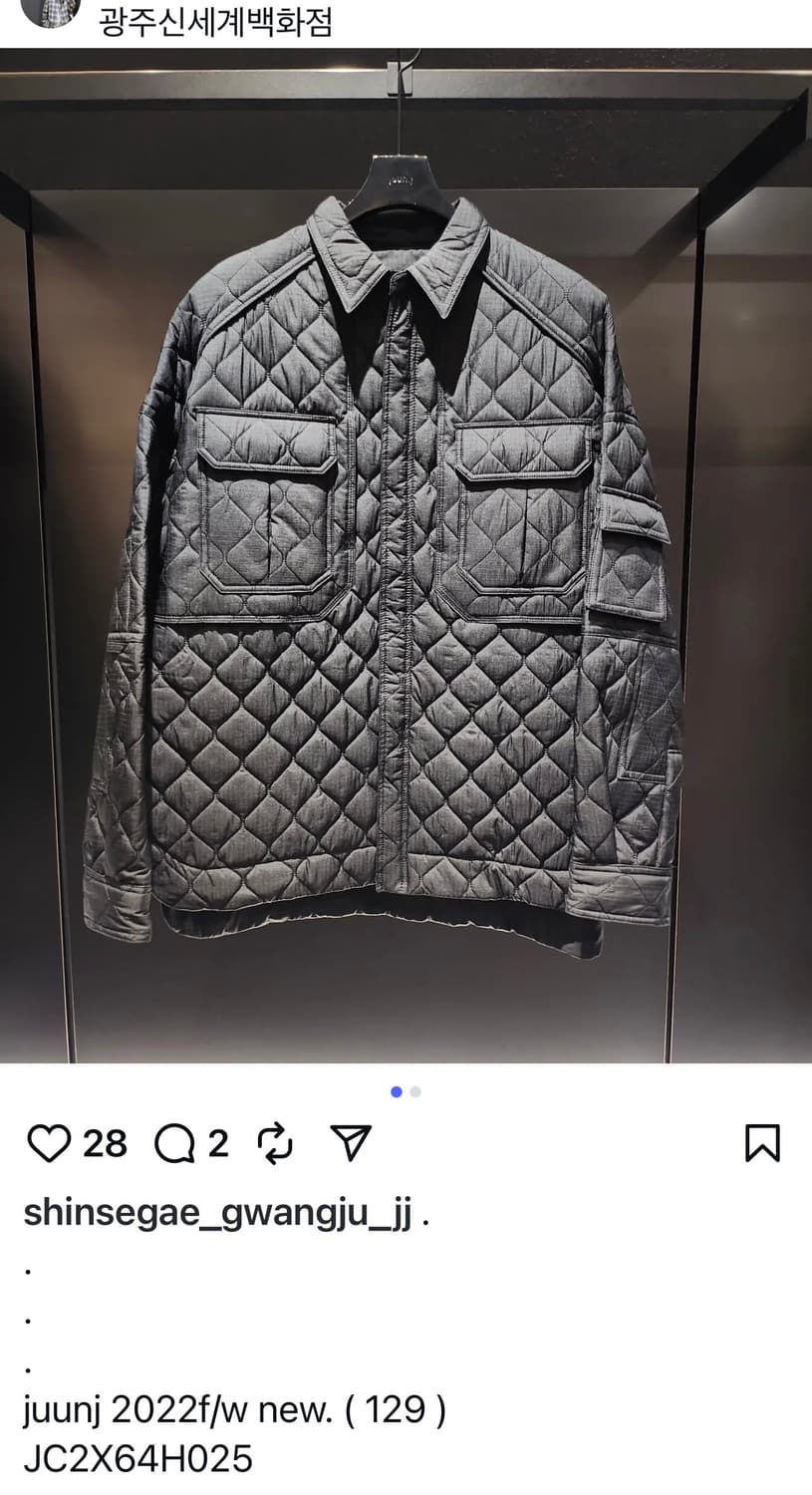 준지 퀼팅 셔츠 자켓 블랙 48사이즈(105) 상품이미지7