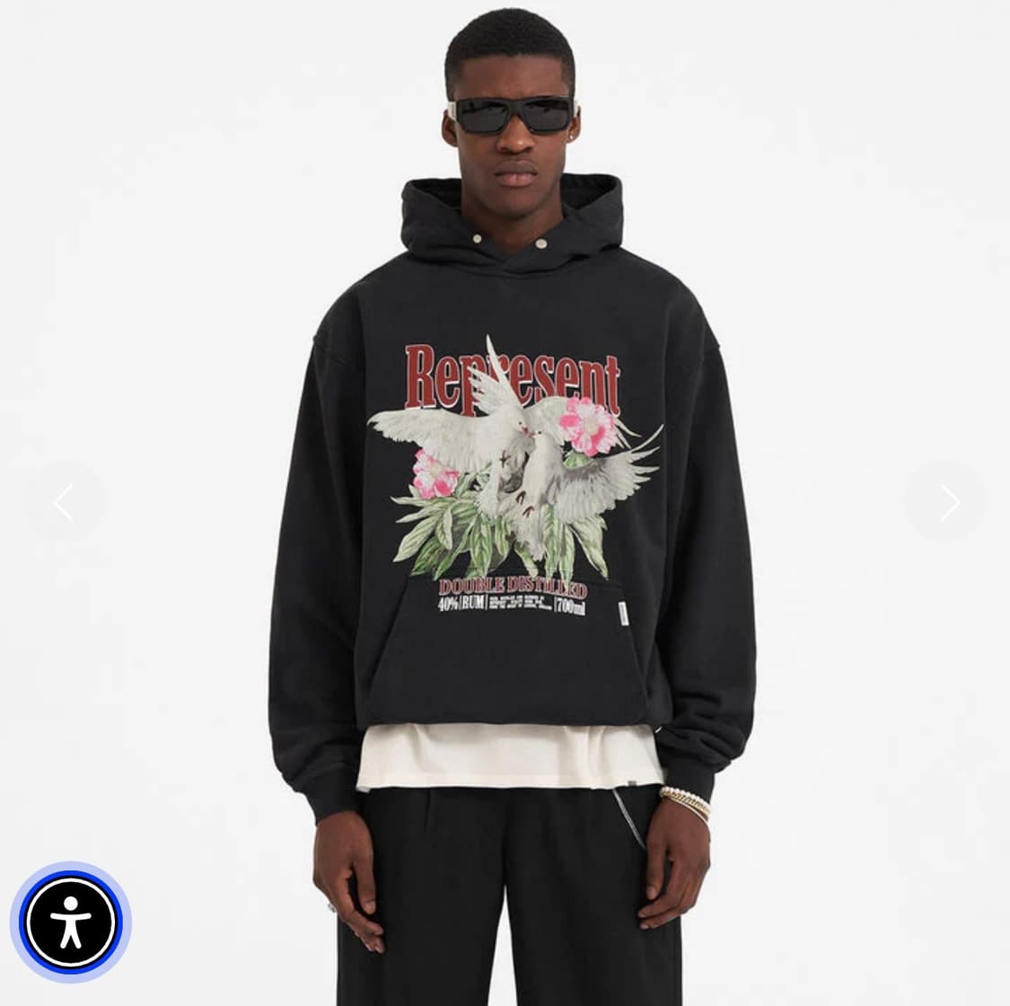 Represent 리프레젠트 오프 블랙 더블 디스틸드 후드 M 상품이미지7