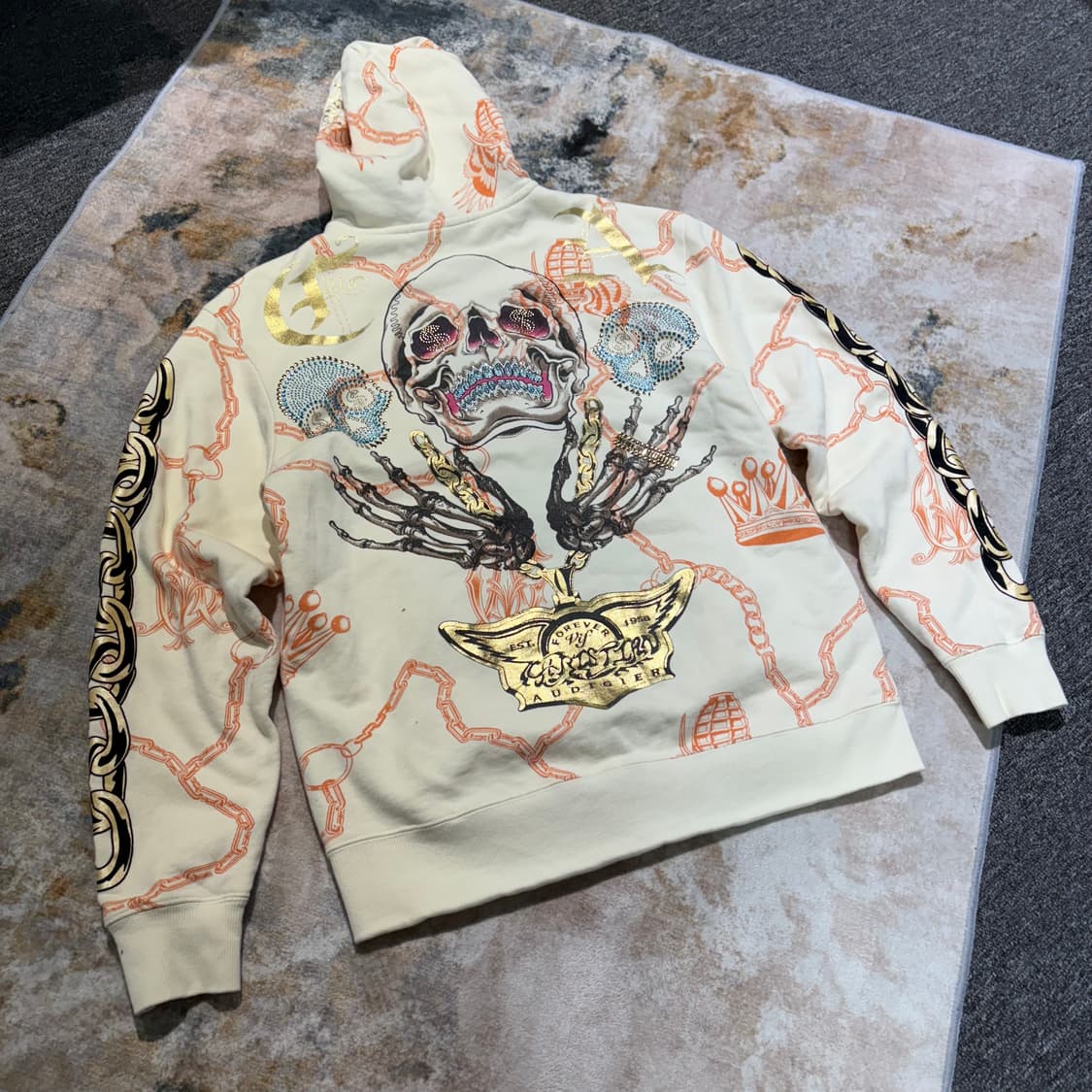 크리스찬 오디저 스컬 큐빅 후드집업 상품이미지2