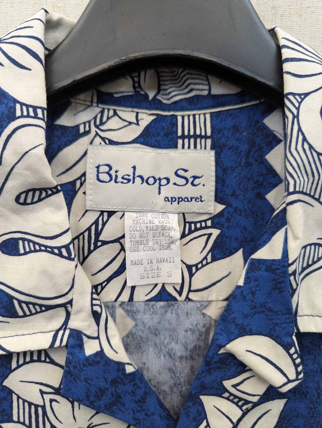 Bishop St 블루 플라워 반팔 하와이안 셔츠 상품이미지4