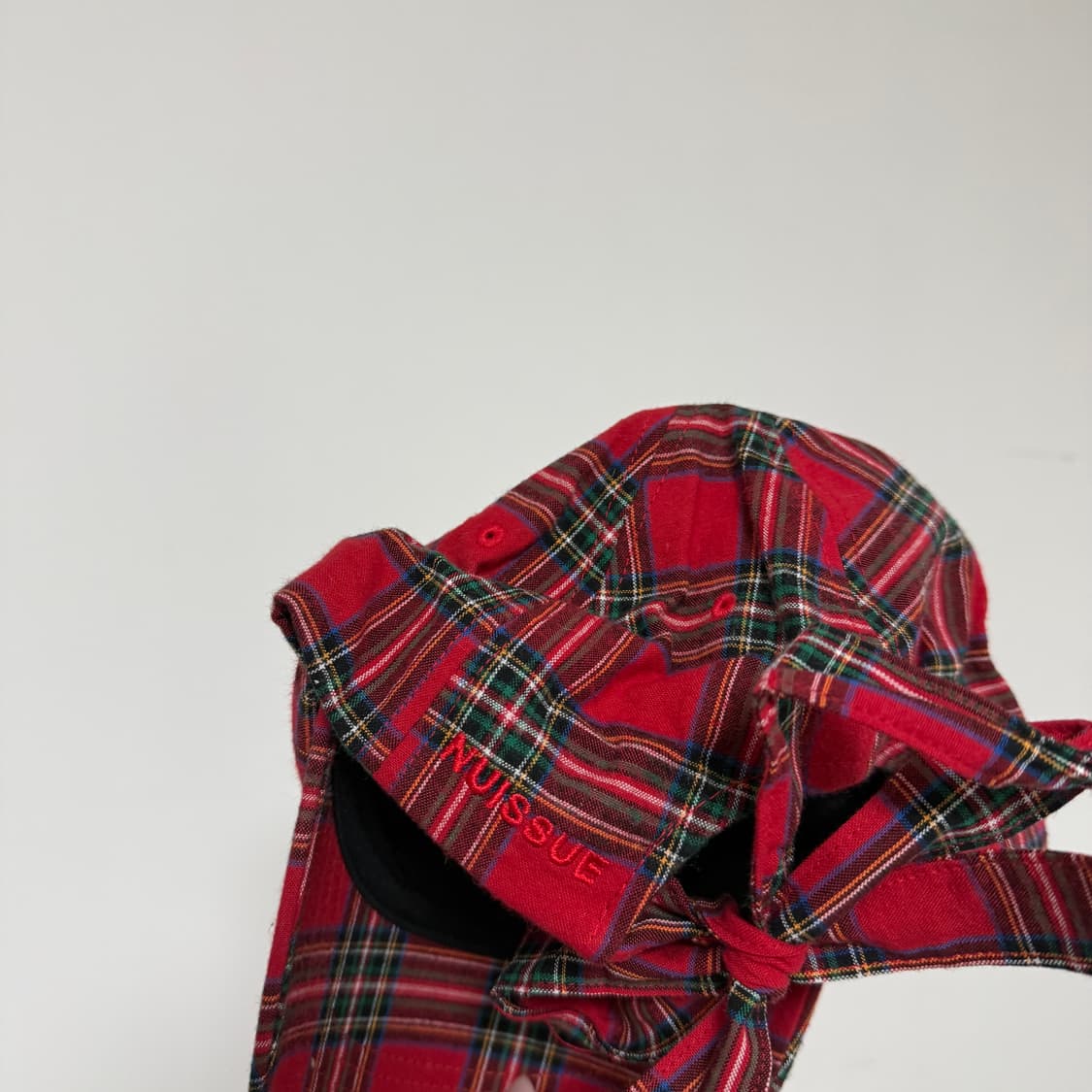 레드 체크 볼캡 + 리본디테일  상품이미지1