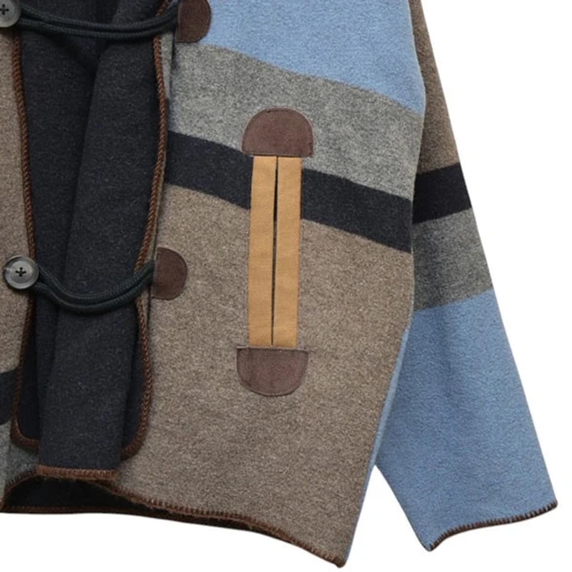 KOLOR RANDOM BORDER DOUBLE CROSS COAT - 상품이미지4