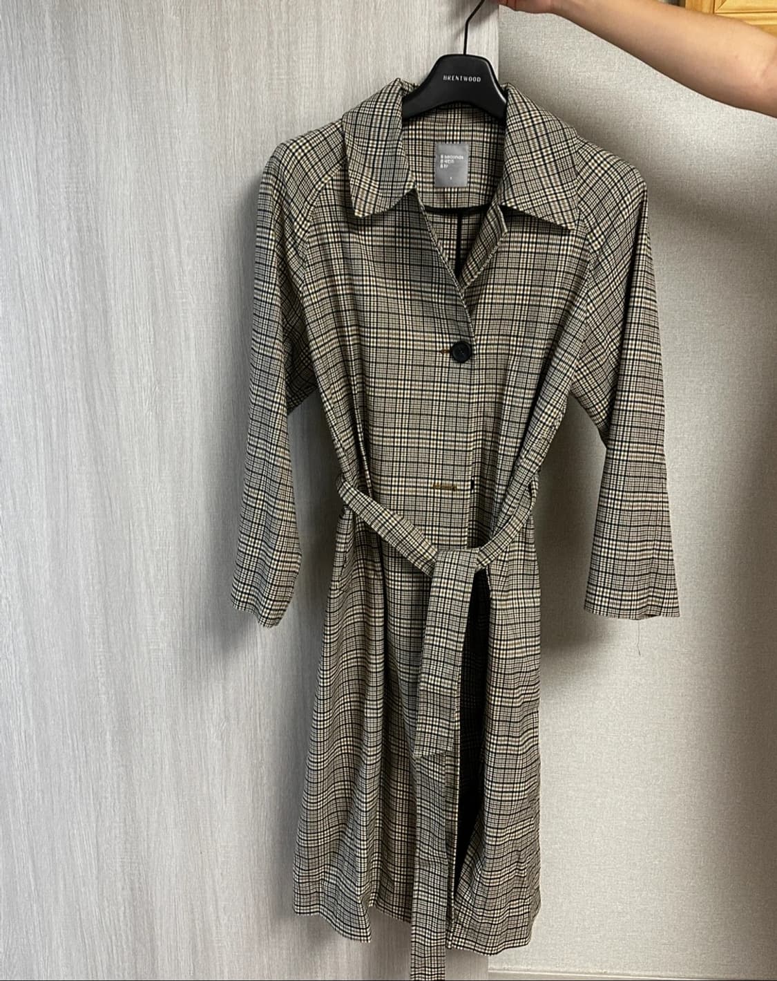 8세컨즈 체크 베이지 코트 상품이미지1