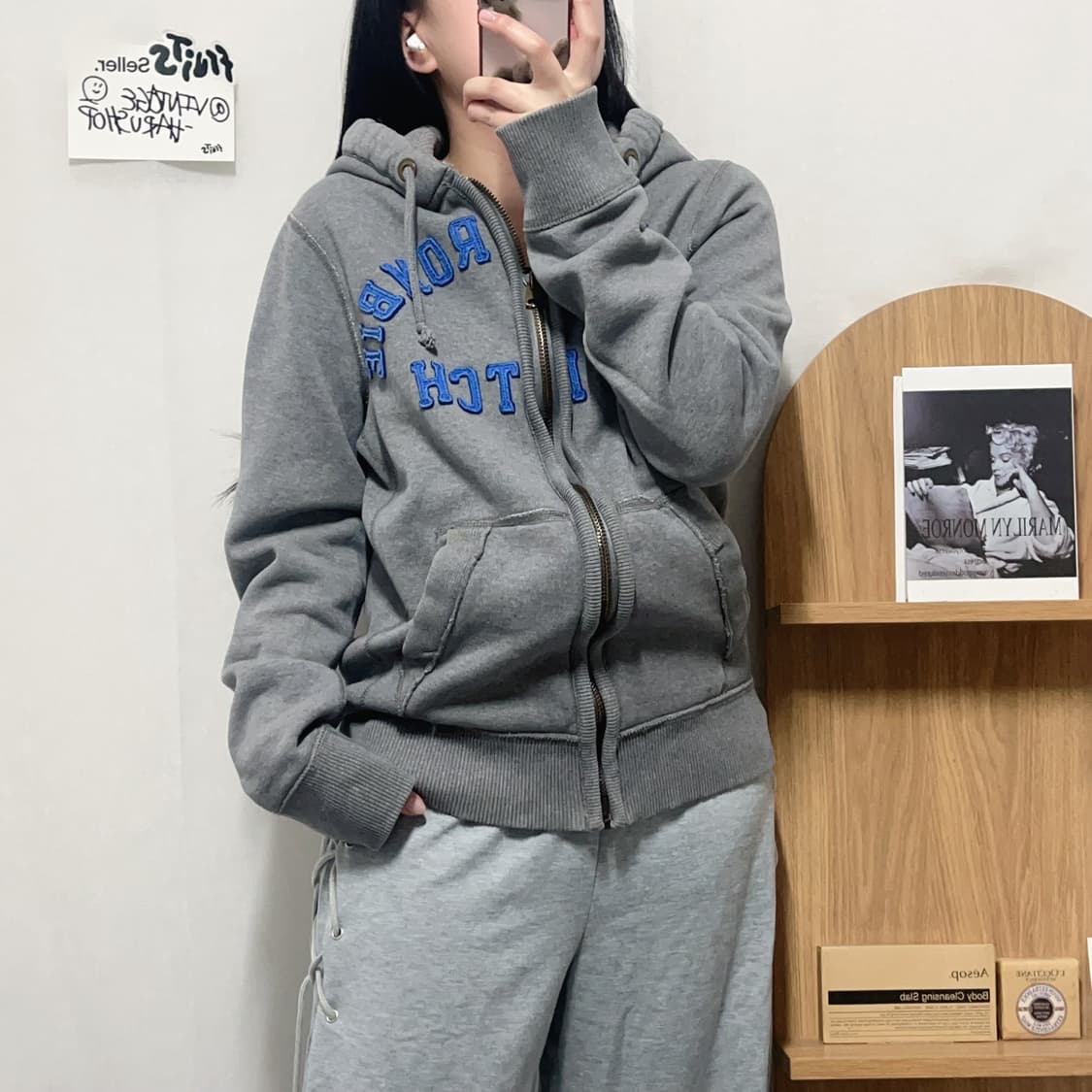 [정품] 아베크롬비 그레이 블루로고 기모 후집 [ M ] 상품이미지2