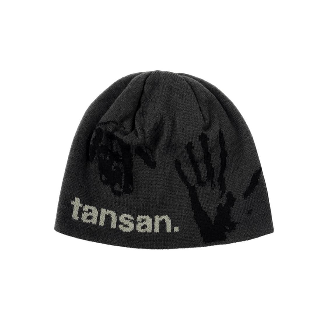 자카드 핸드 그립 비니 차콜 상품이미지1