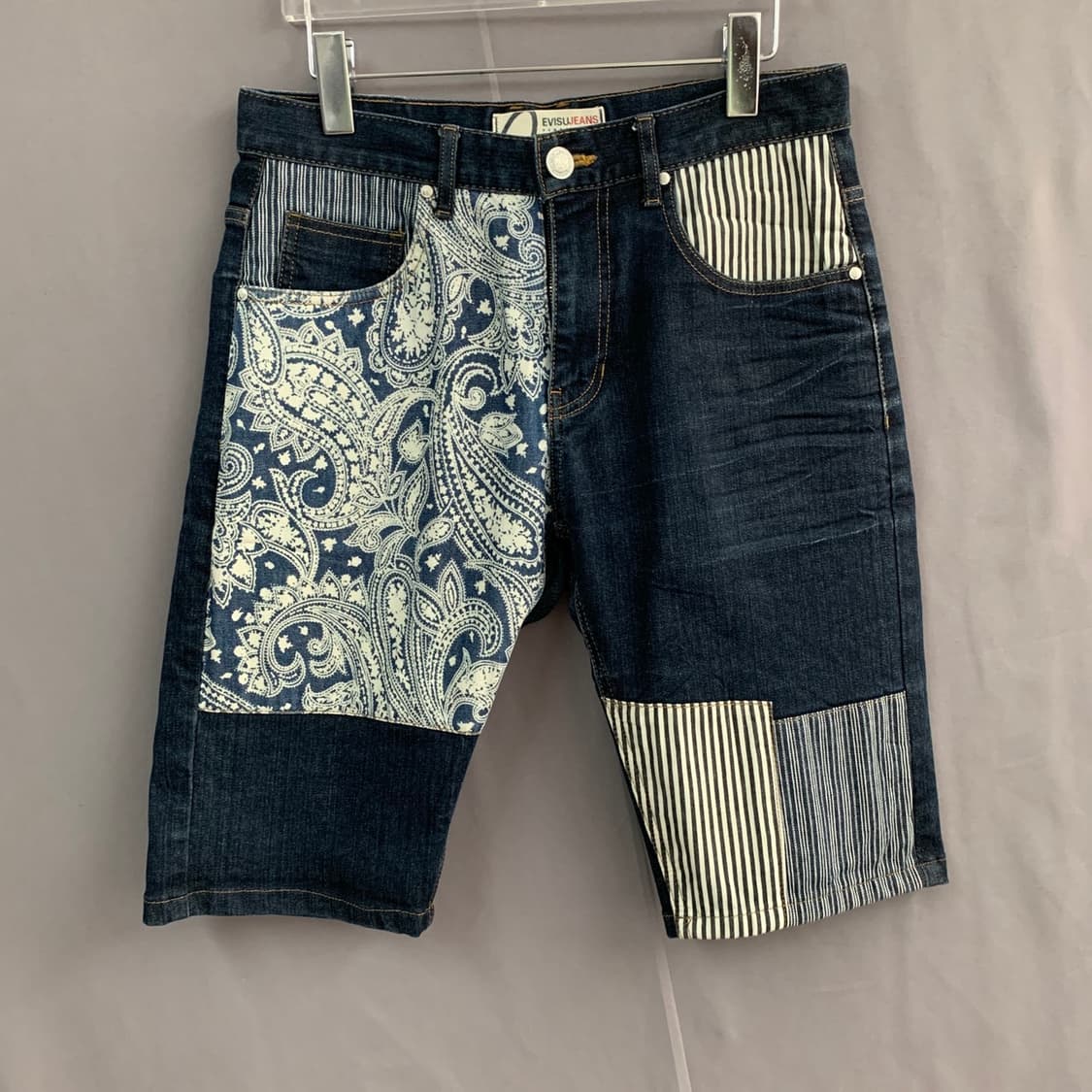 28인치 EVISU 에비수 페이즐리 반다나 스판 데님 쇼츠 청반바지 상품이미지1