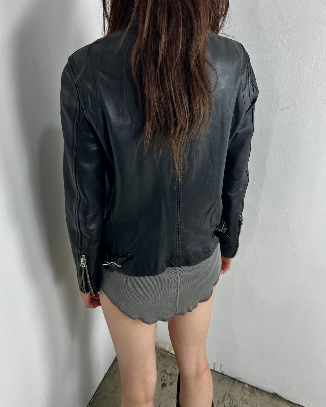 모르간 옴므 램스킨 비대칭 레더 자켓 상품이미지2