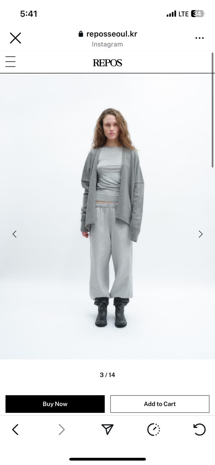 Repos 리포스 SHAWL BOXY CARDIGAN (GREY) 상품이미지3