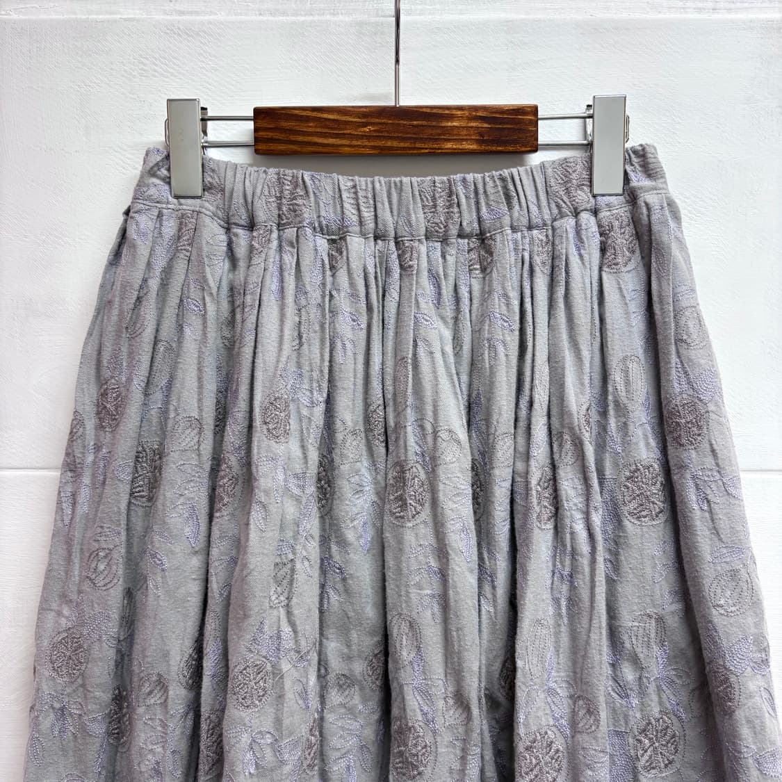 Brillage 자수 퍼플 코튼 플레어 롱스커트 JPN 상품이미지2