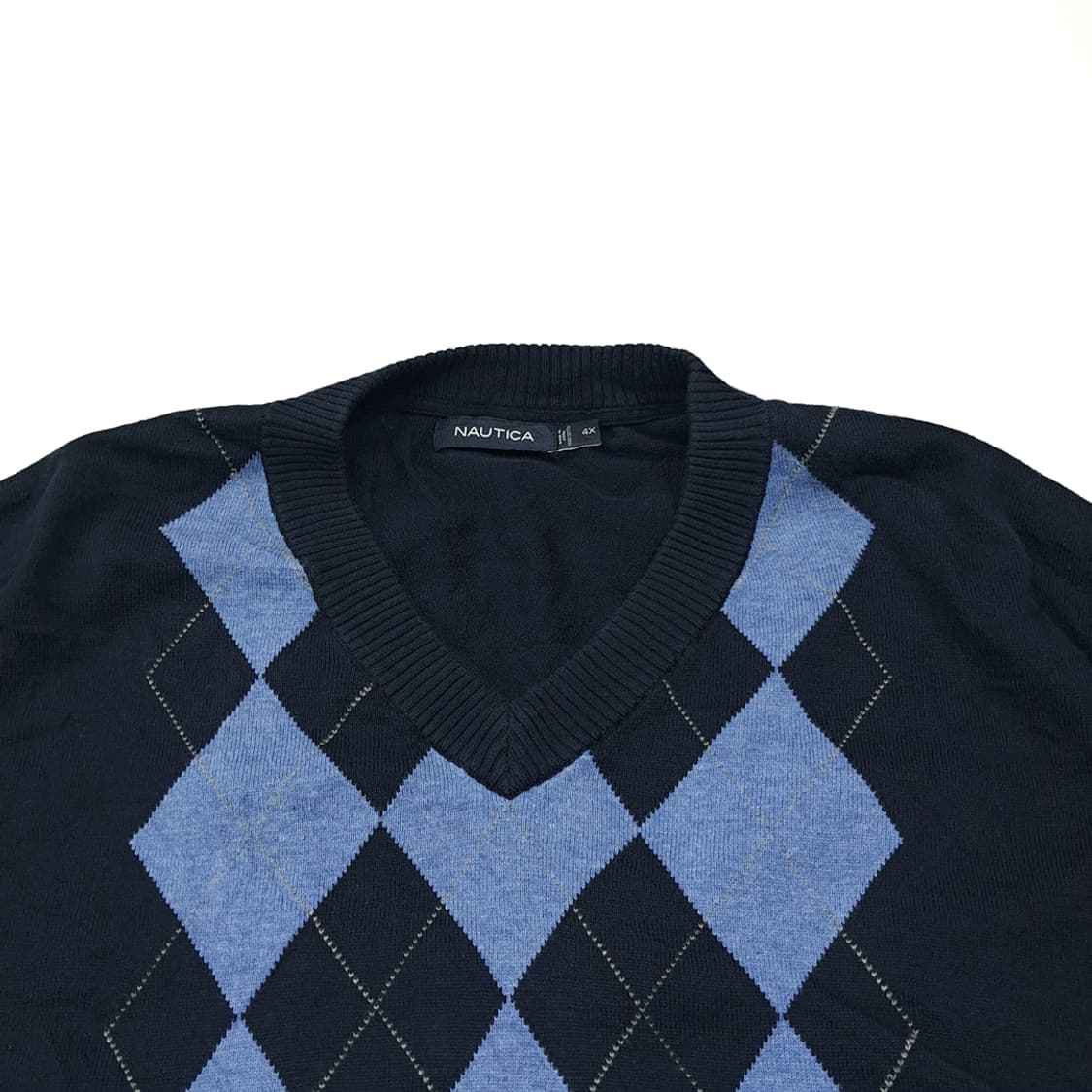 CL132 4XL 노티카 코튼 아가일 브이넥 니트 베스트 상품이미지2