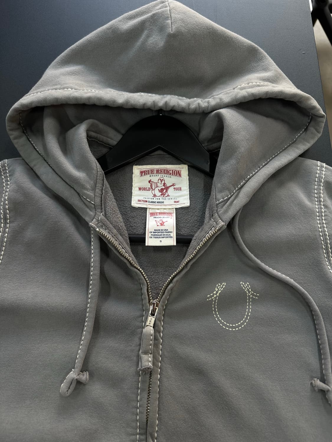 트루릴리전 스티치 워시드그레이 후드집업 상품이미지6