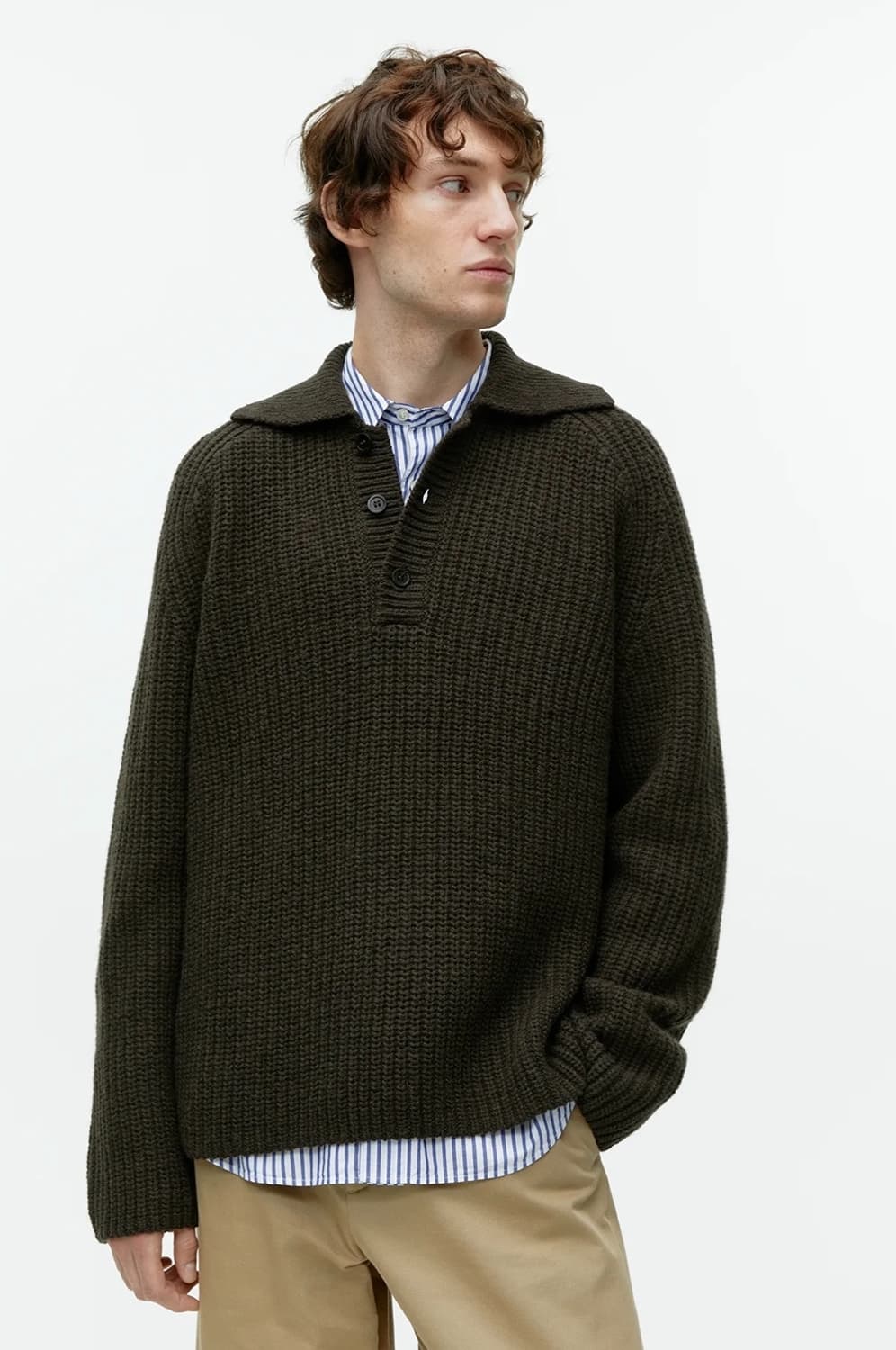 아르켓 헤비 울 니트 스웨터 카키브라운 M 상품이미지1