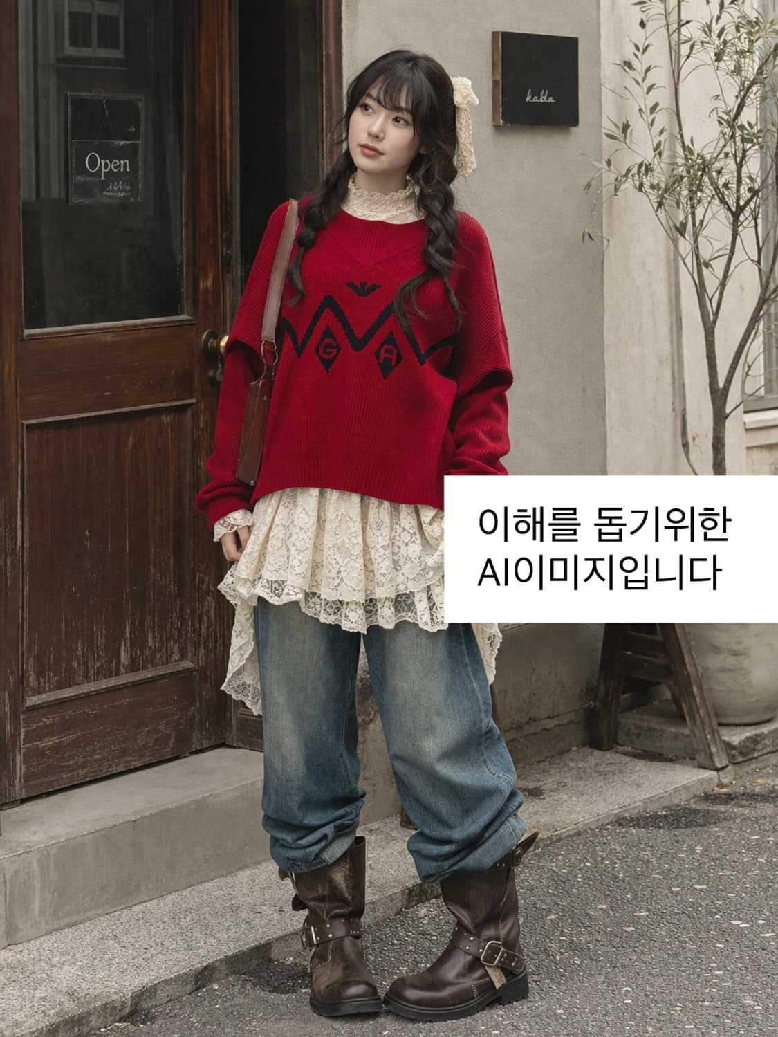 조르지오 아르마니 빨간색 빈티지니트 상품이미지2