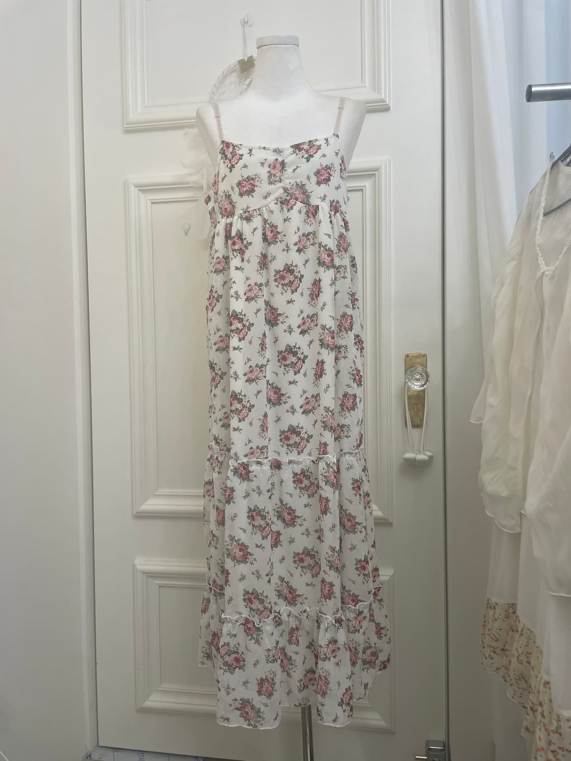 white rose print summer long opc(size-M) 상품이미지1