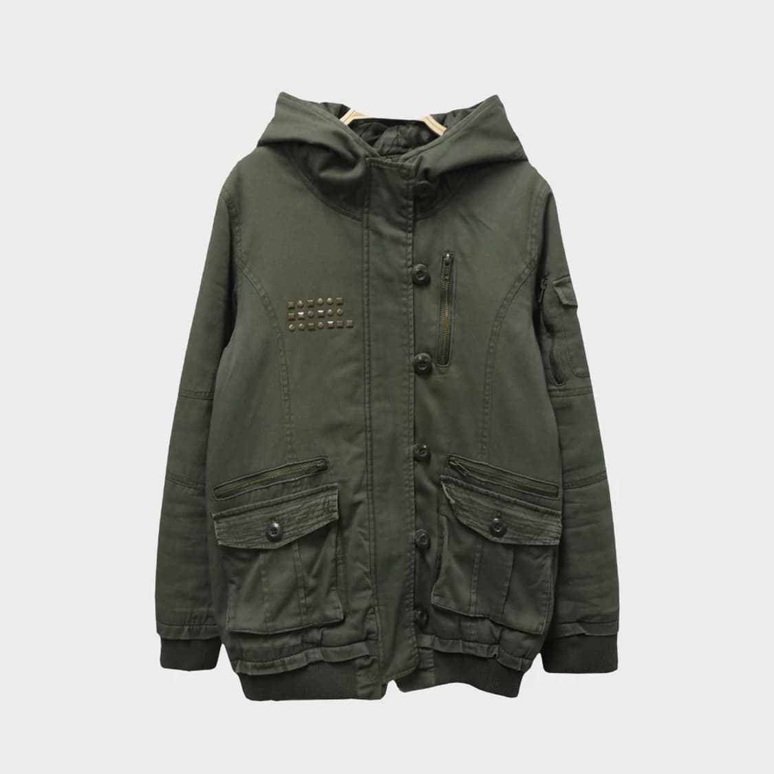 MAO MAO 스터드 레터링 포인트 야상 자켓 63564 상품이미지1