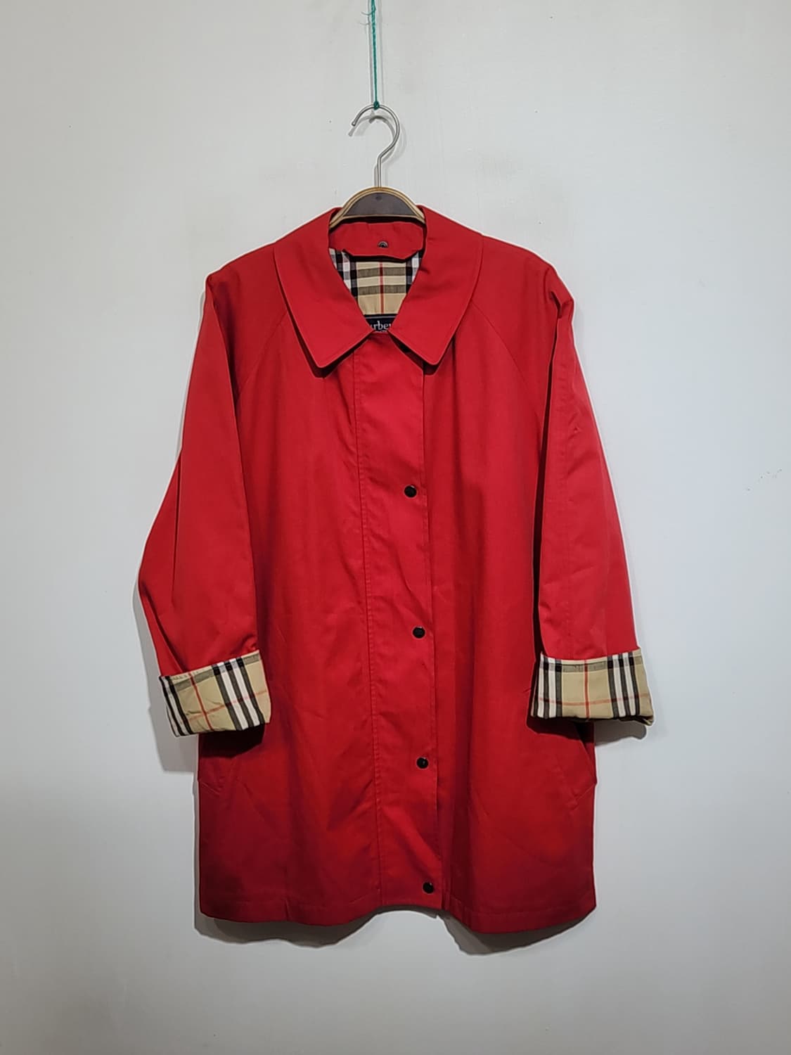 (XL) 버버리 트렌치코트 빨강 싱글 집업 안감 노바체크 영국판  상품이미지1