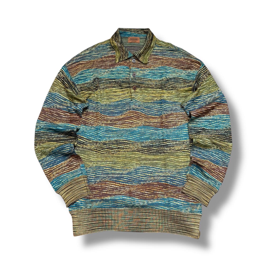 미쏘니 스트라이프 패턴 카라 니트 상품이미지1