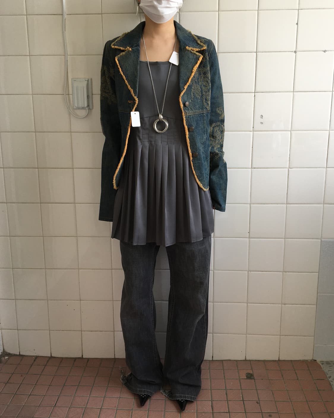 Flower point denim washing jacket 상품이미지6