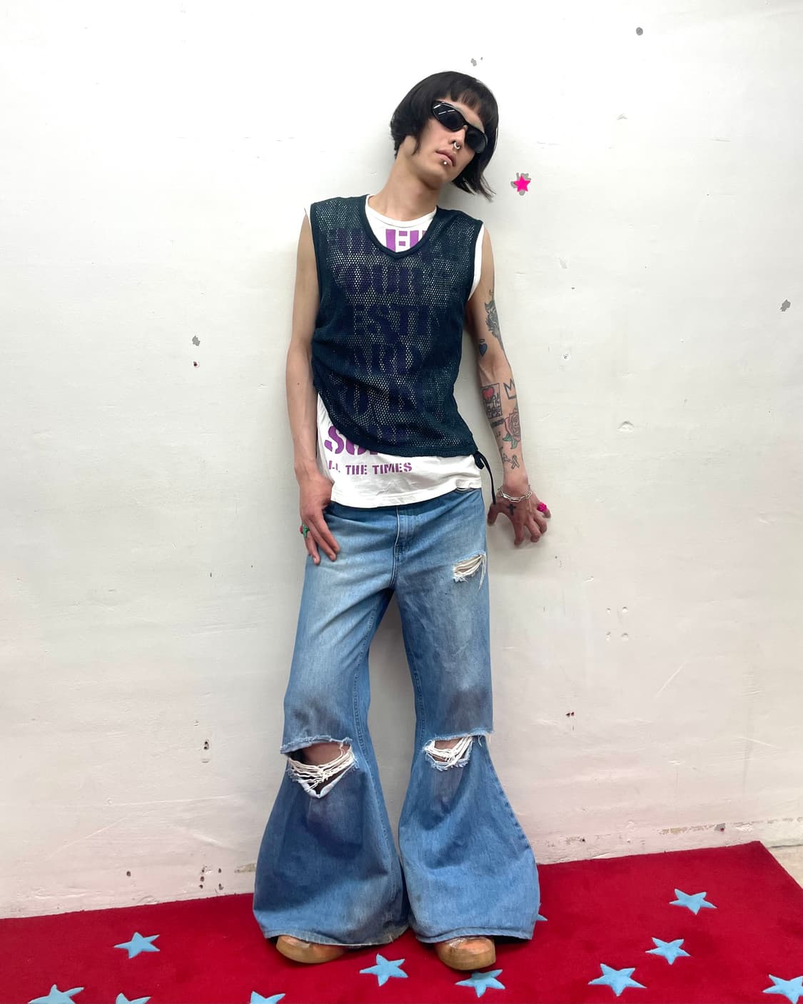 Purple lettering mesh layered sleeveless 상품이미지8