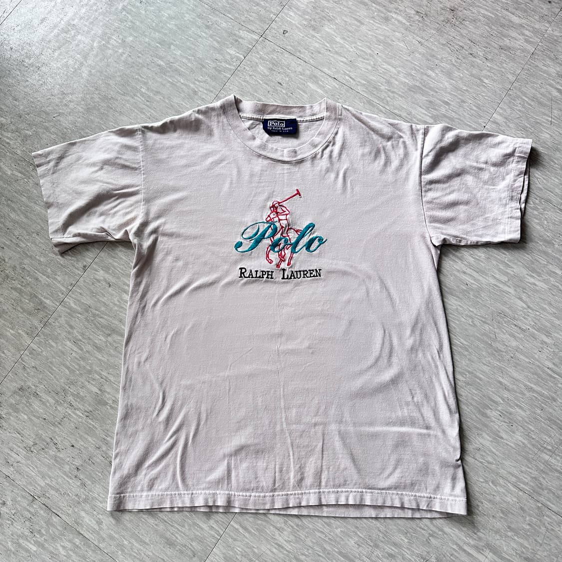 90s 폴로 랄프로렌 자수 로고 반팔티 MADE IN USA 상품이미지2