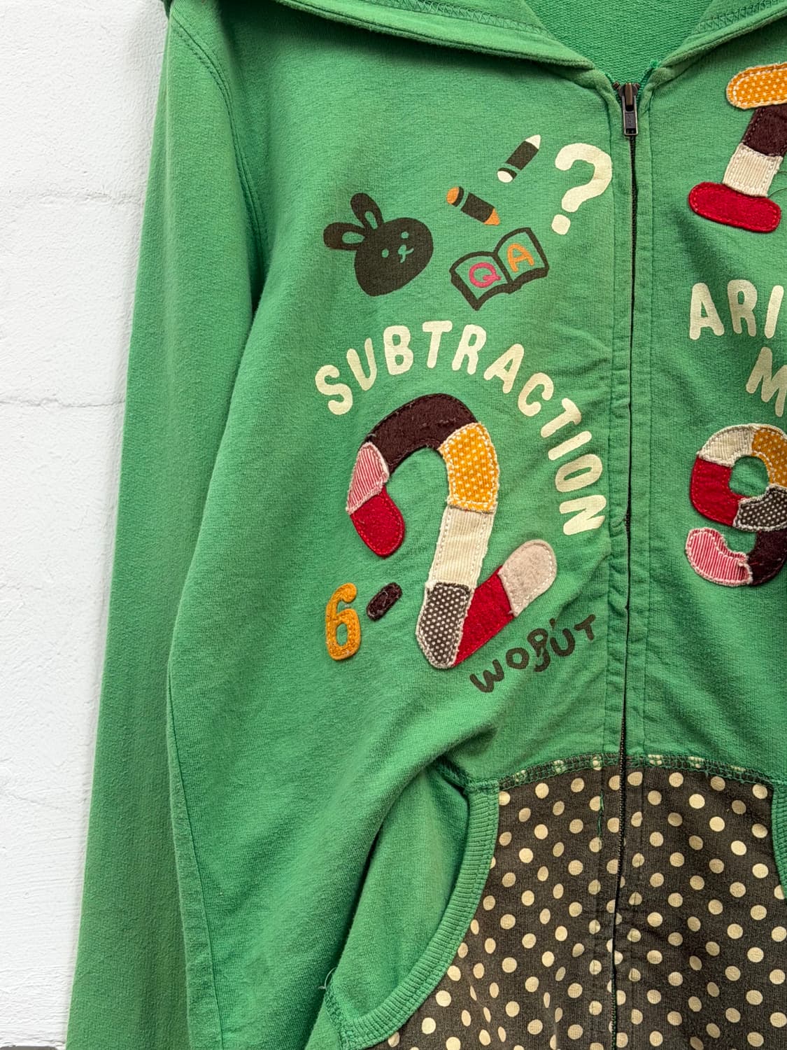 Rough 패치워크 후드집업 그린 F 상품이미지3